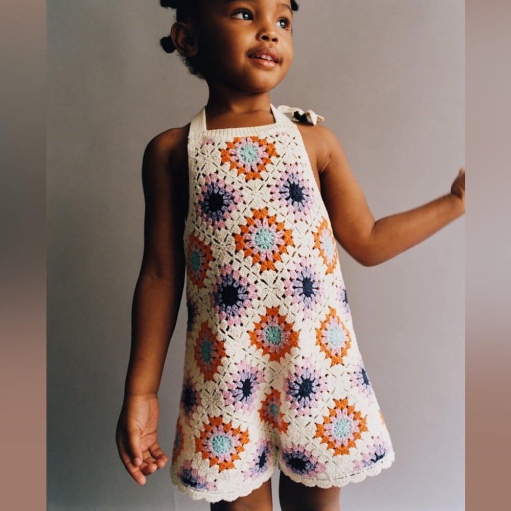 Zara Multicolor Crochet Romper